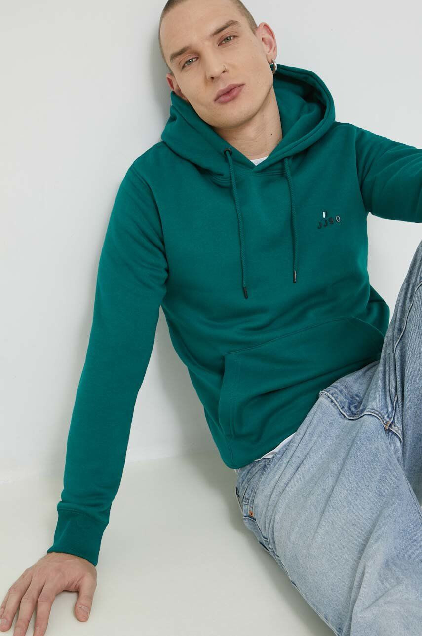 Jack & Jones Mikina JJEJOE pánská zelená barva s kapucí s potiskem 12223229 - Pepit.cz