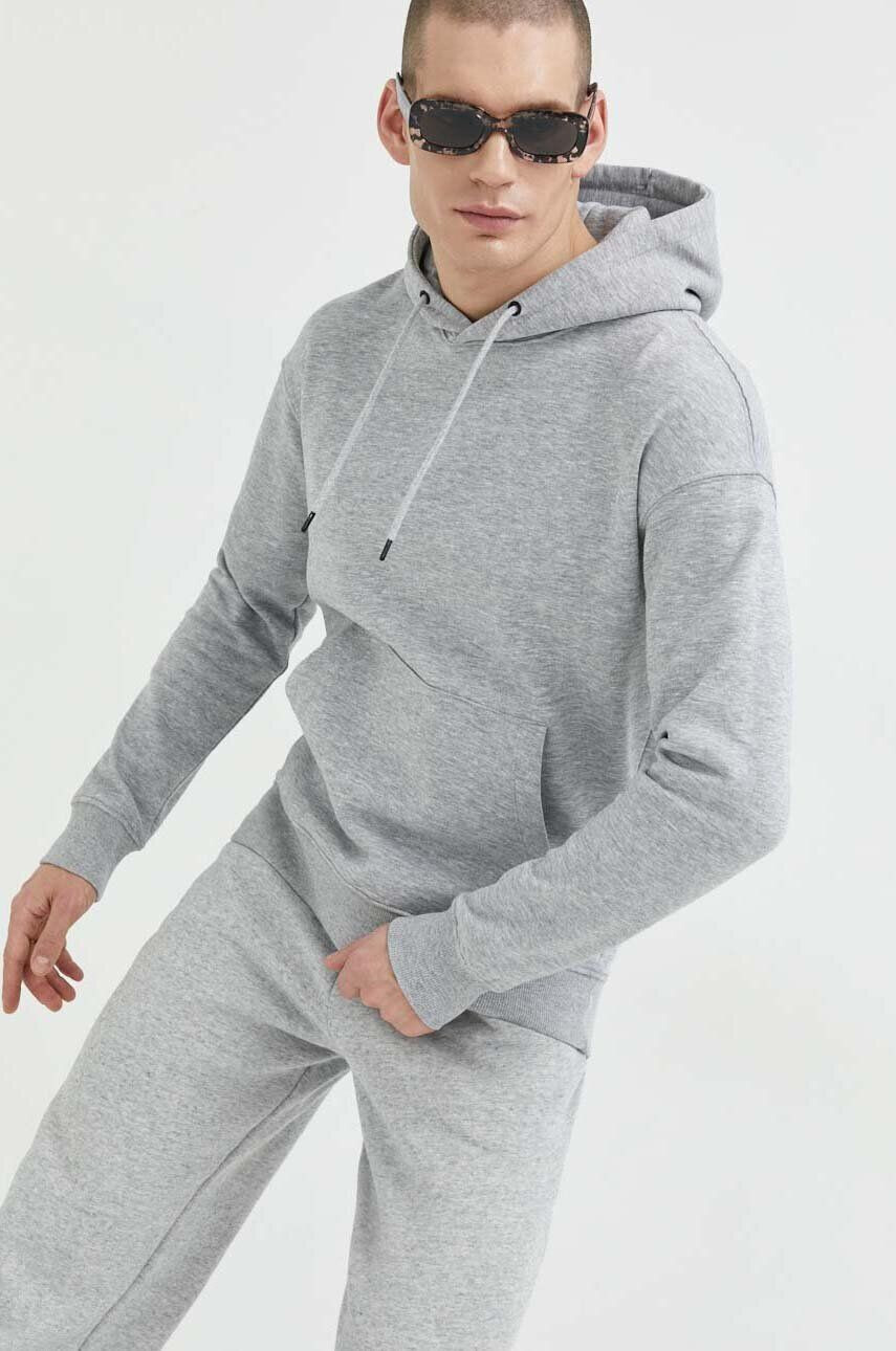 Jack & Jones Mikina JJESTAR pánská šedá barva s kapucí melanžová 12208157 - Pepit.cz