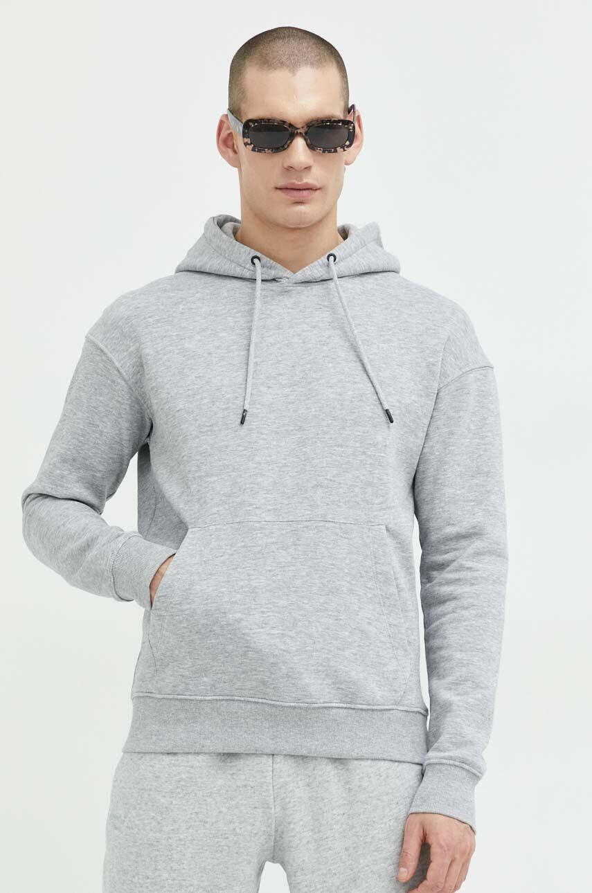 Jack & Jones Mikina JJESTAR pánská šedá barva s kapucí melanžová 12208157 - Pepit.cz