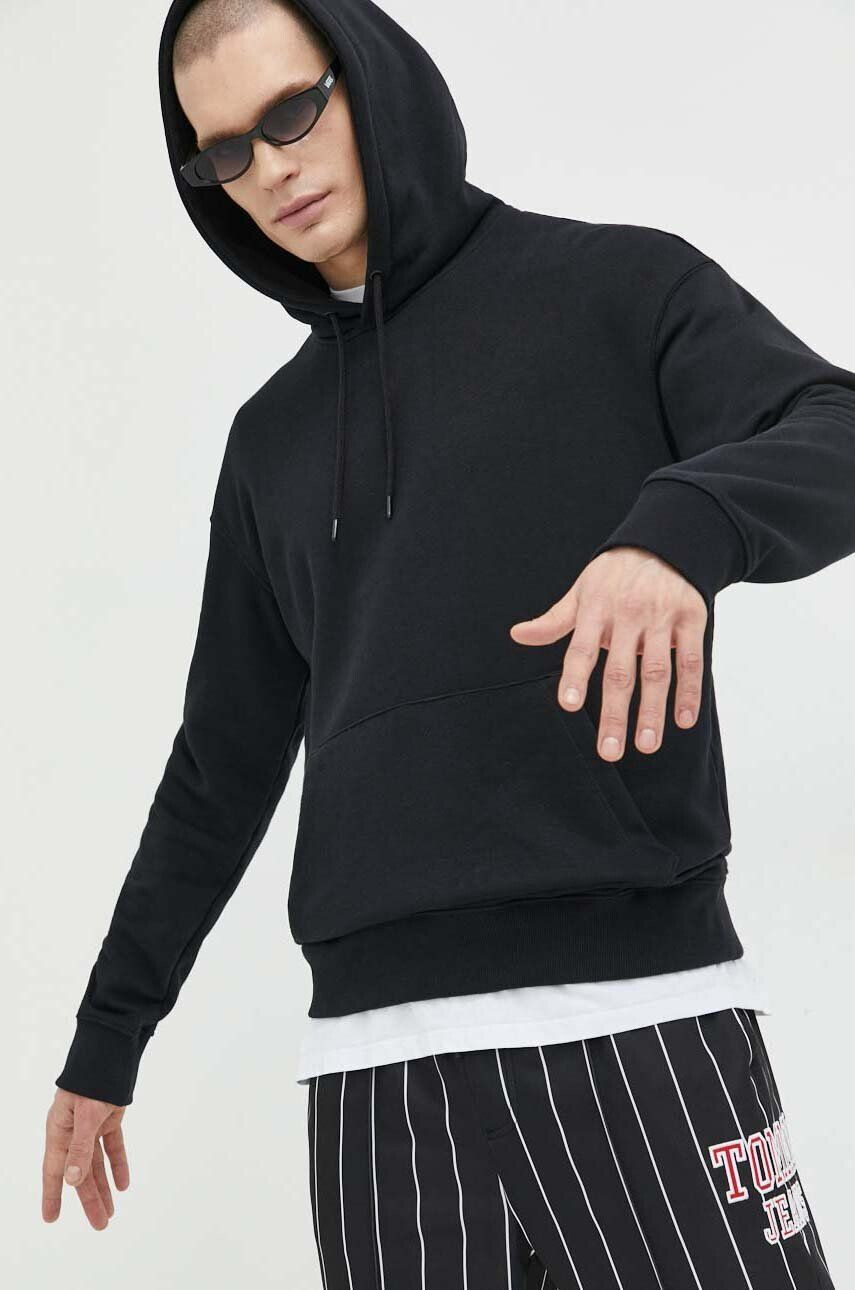 Jack & Jones Mikina JJESTAR pánská černá barva s kapucí hladká 12208157 - Pepit.cz