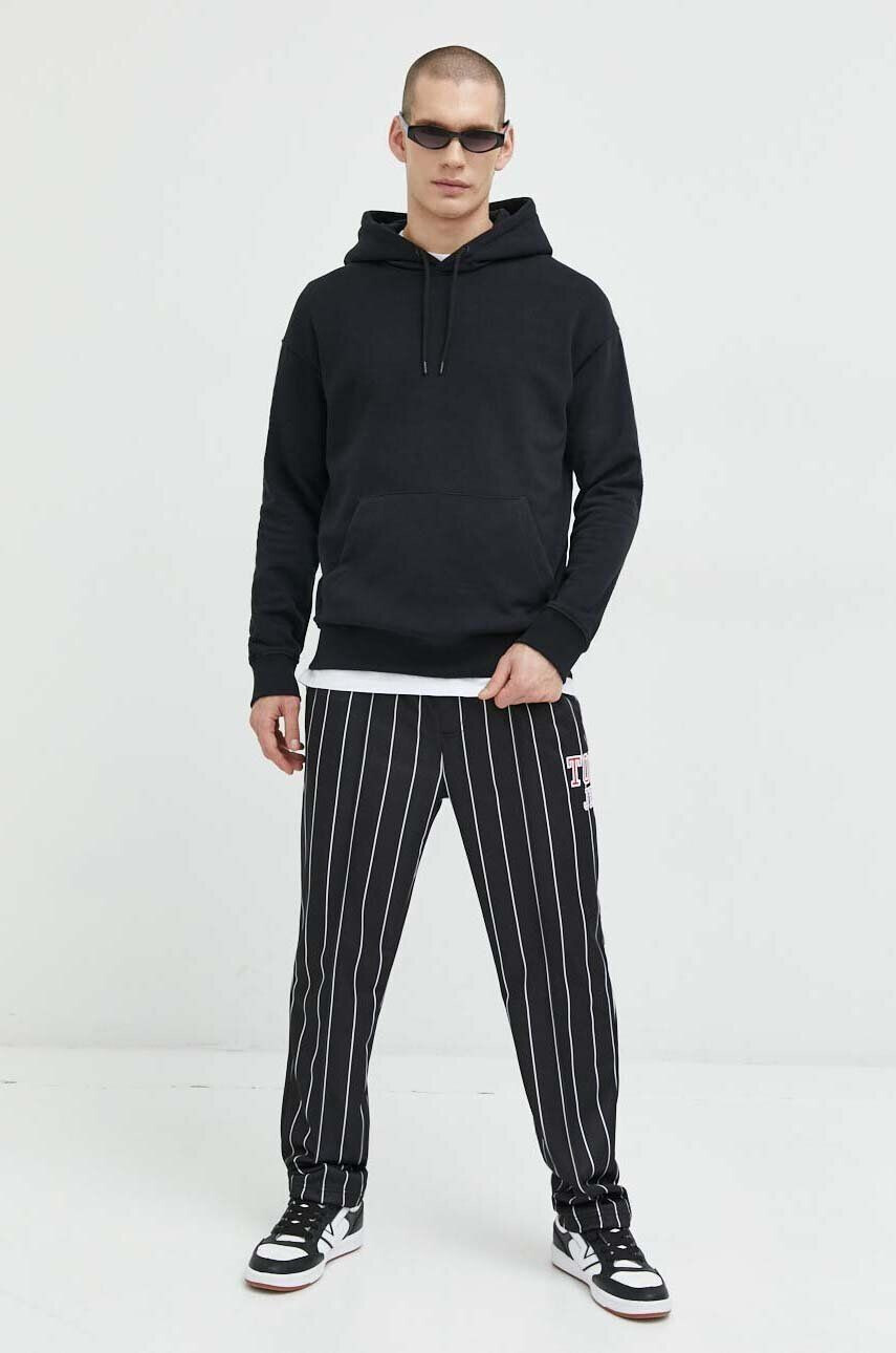 Jack & Jones Mikina JJESTAR pánská černá barva s kapucí hladká 12208157 - Pepit.cz