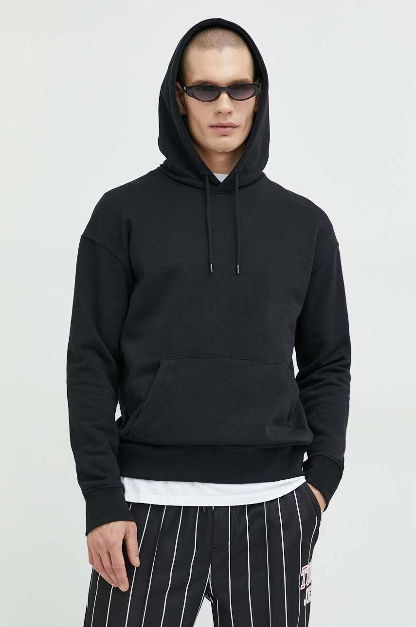 Jack & Jones Mikina JJESTAR pánská černá barva s kapucí hladká 12208157 - Pepit.cz