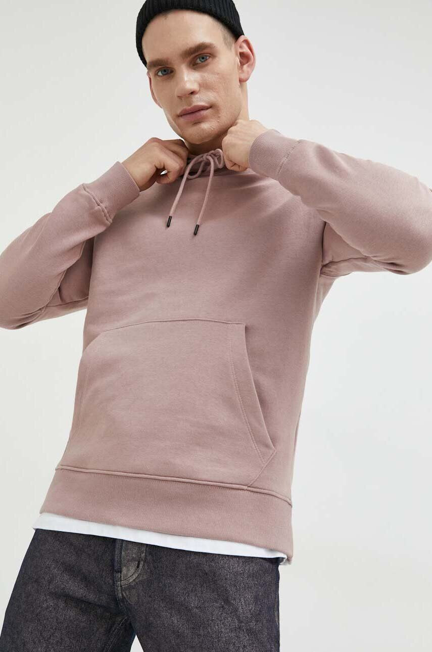 Jack & Jones Mikina JJESTAR pánská růžová barva s kapucí hladká - Pepit.cz