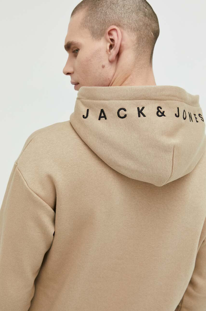 Jack & Jones Mikina JJESTAR pánská béžová barva s kapucí s aplikací - Pepit.cz