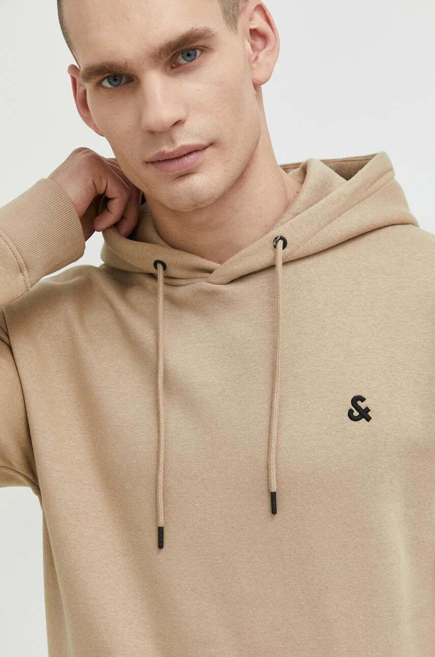 Jack & Jones Mikina JJESTAR pánská béžová barva s kapucí s aplikací - Pepit.cz