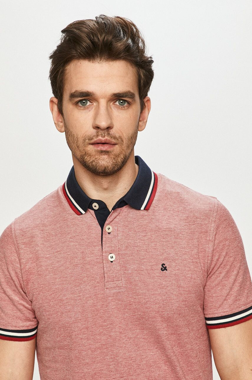 Jack & Jones Polo tričko červená barva hladké - Pepit.cz