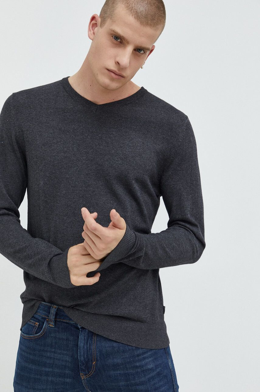 Jack & Jones Svetr pánský šedá barva lehký - Pepit.cz