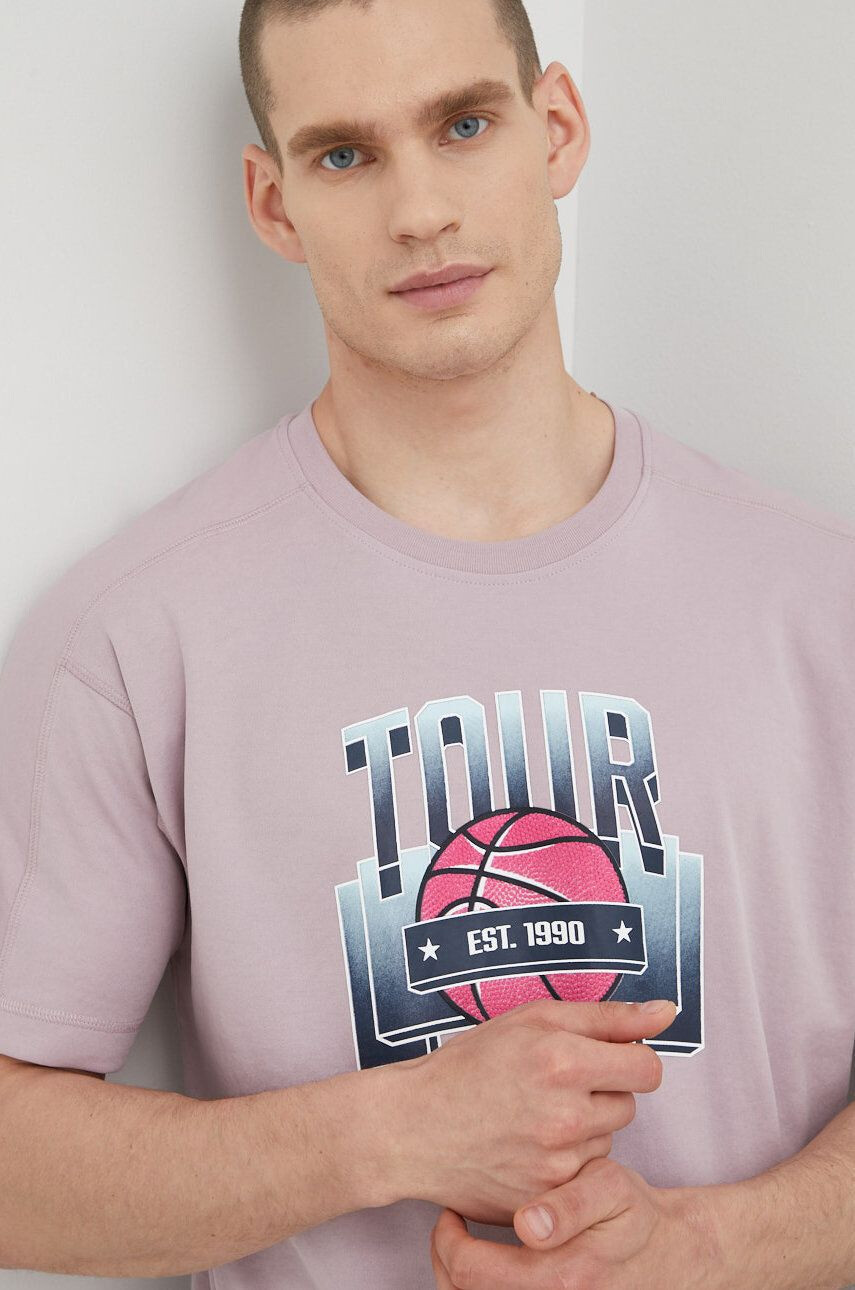 Jack & Jones Tričko fialová barva s potiskem - Pepit.cz