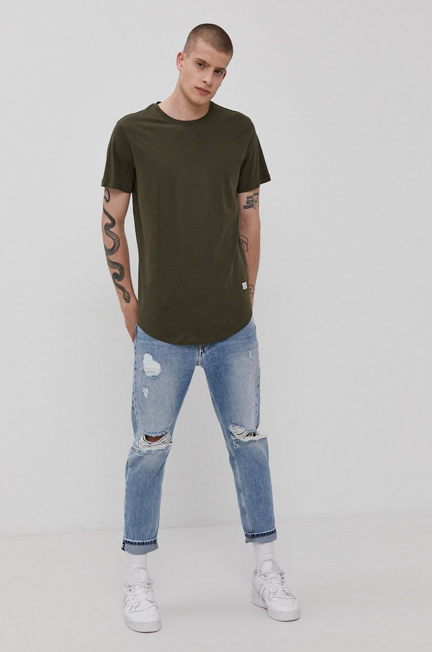 Jack & Jones Tričko zelená barva hladké - Pepit.cz