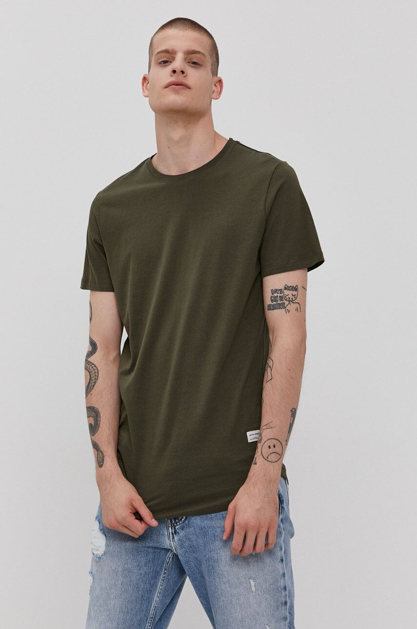 Jack & Jones Tričko zelená barva hladké - Pepit.cz