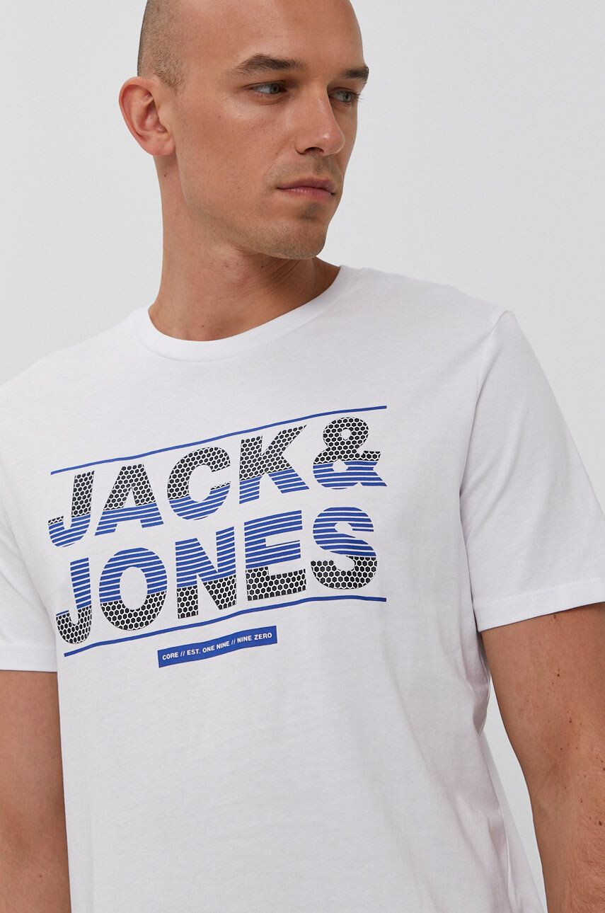 Jack & Jones Tričko pánské bílá barva s potiskem - Pepit.cz