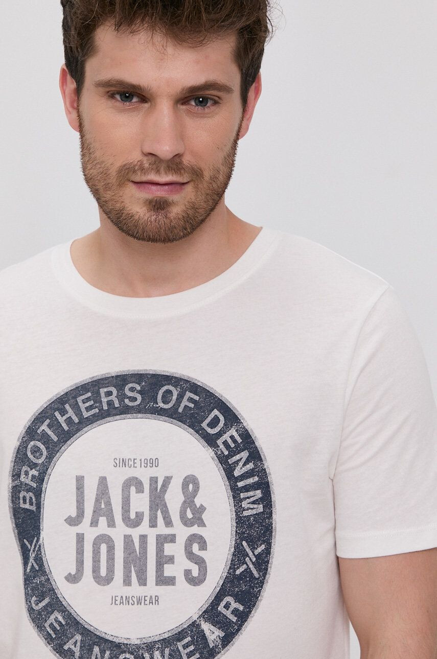 Jack & Jones Tričko pánský oranžová barva s potiskem - Pepit.cz