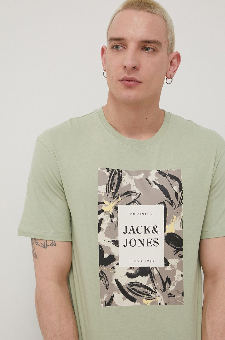 Jack & Jones Tričko šedá barva s potiskem - Pepit.cz