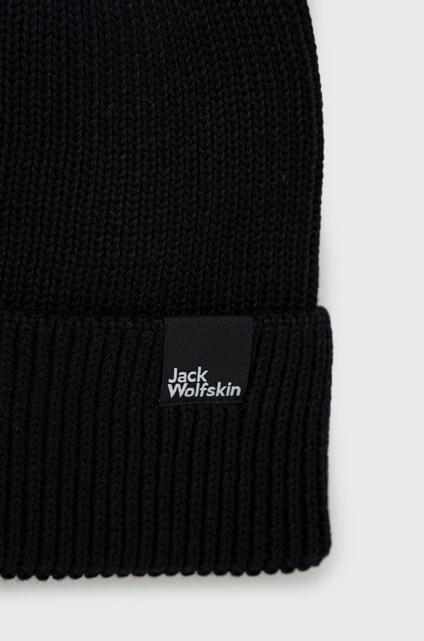 Jack Wolfskin Bavlněná čepice černá barva z tenké pleteniny - Pepit.cz