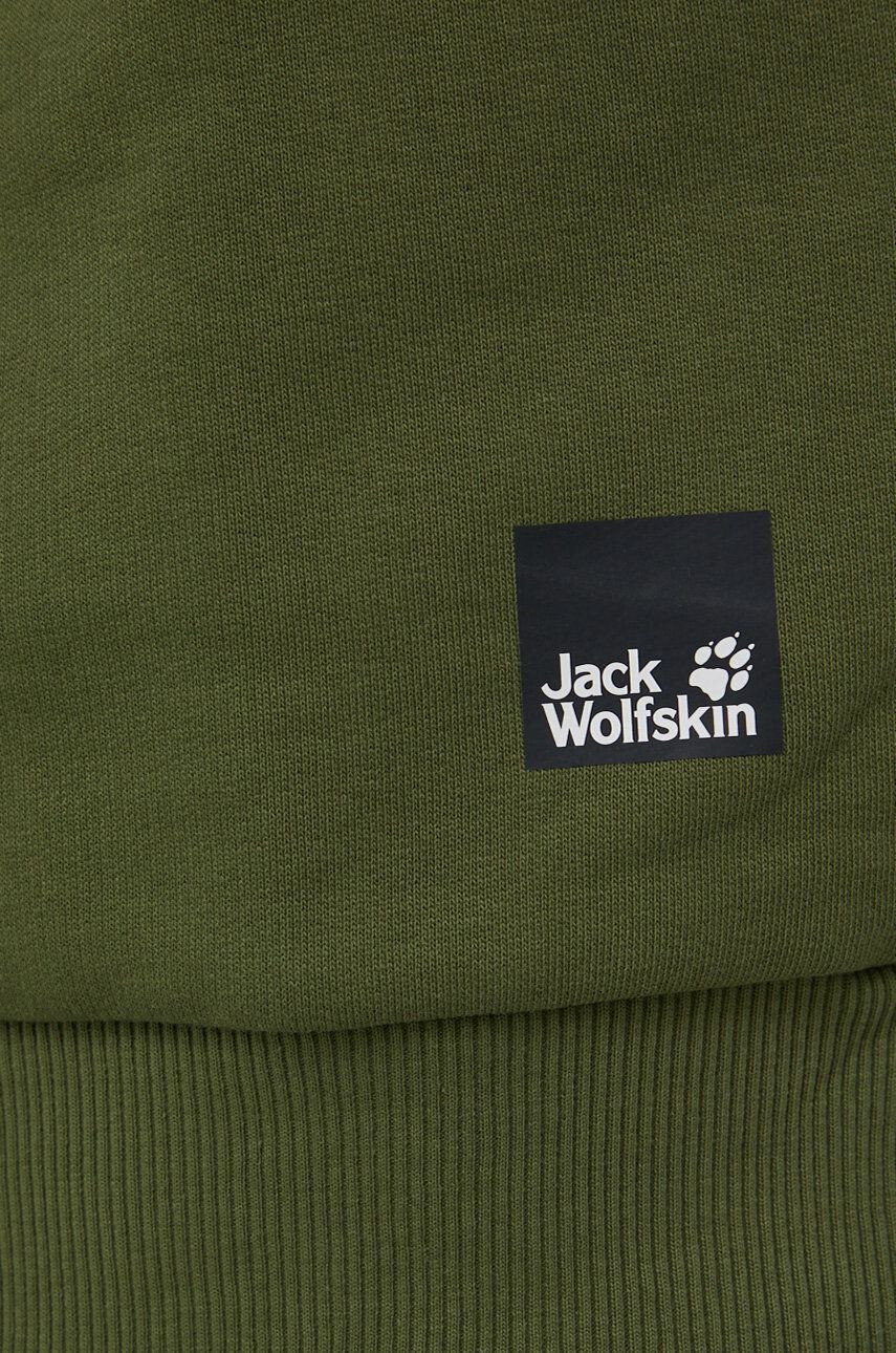 Jack Wolfskin Bavlněná mikina pánská zelená barva vzorovaná - Pepit.cz