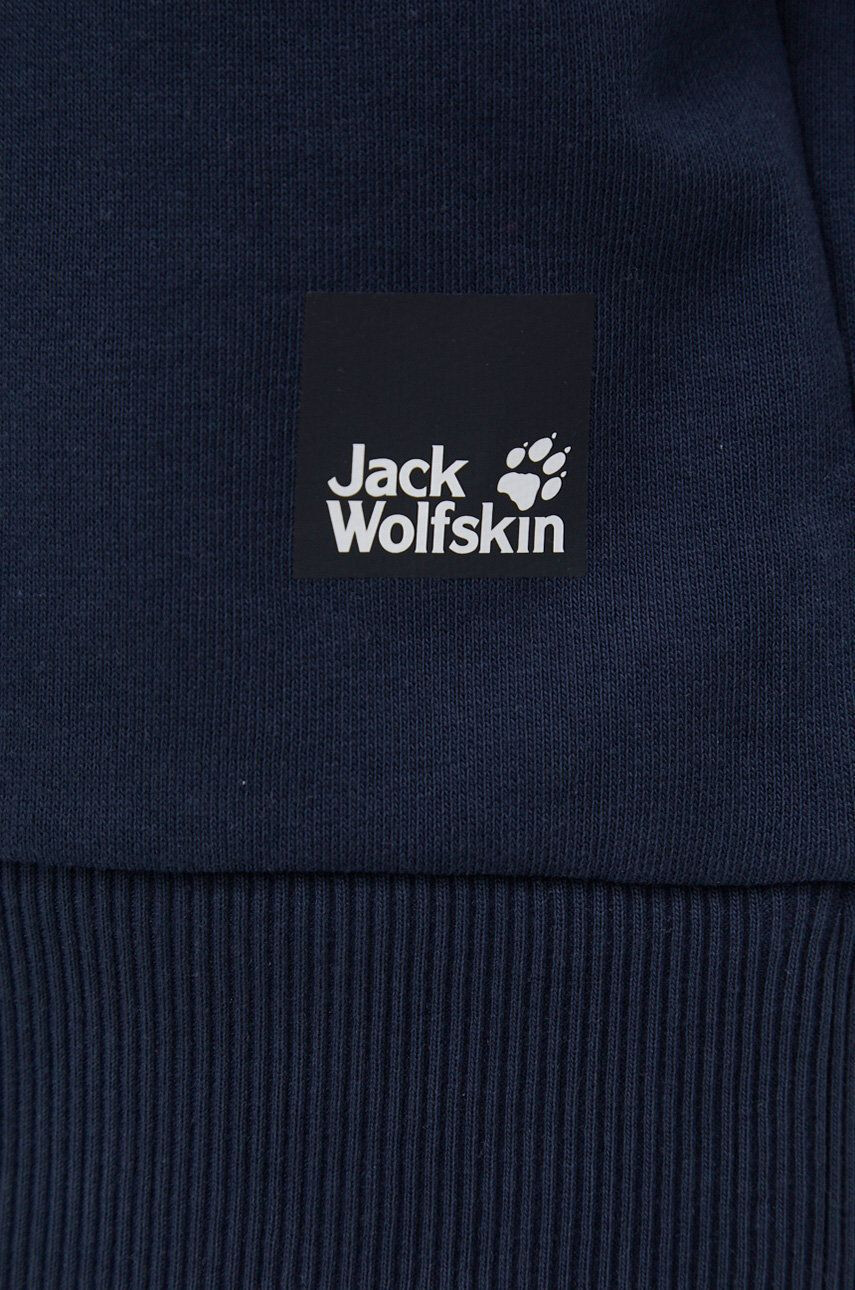 Jack Wolfskin Bavlněná mikina dámská tmavomodrá barva hladká - Pepit.cz