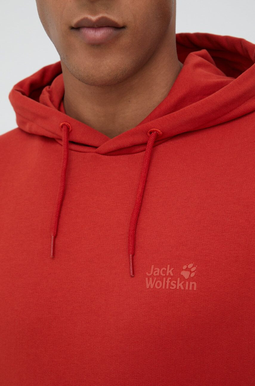 Jack Wolfskin Bavlněná mikina pánská oranžová barva hladká - Pepit.cz