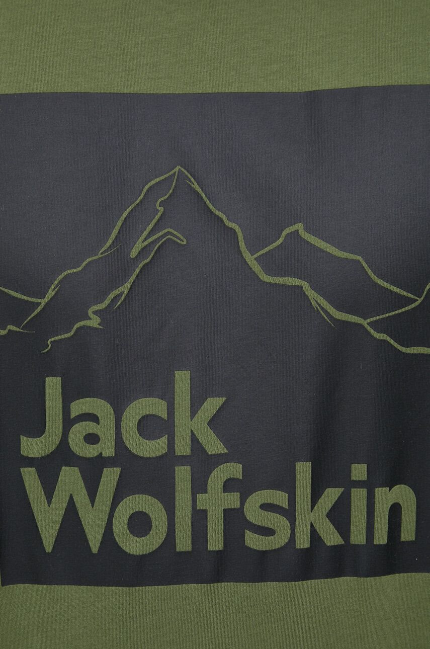 Jack Wolfskin Bavlněné tričko zelená barva - Pepit.cz