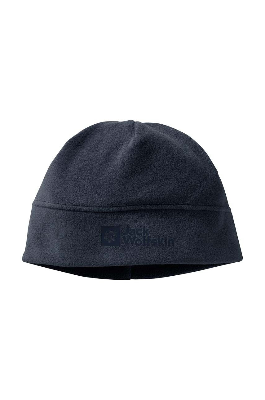 Jack Wolfskin Dětska čepice REAL STUFF BEANIE tmavomodrá barva z tenké pleteniny - Pepit.cz