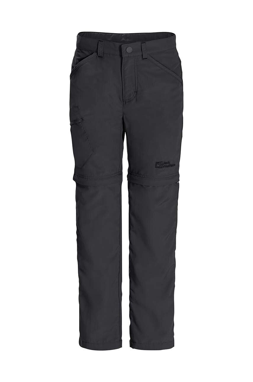 Jack Wolfskin Dětské kalhoty SAFARI ZIP OFF PANTS K černá barva - Pepit.cz