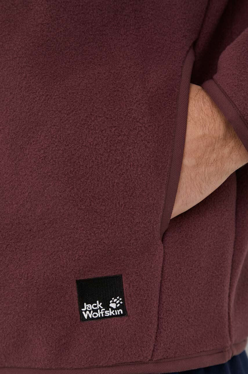 Jack Wolfskin Mikina pánská vínová barva hladká - Pepit.cz