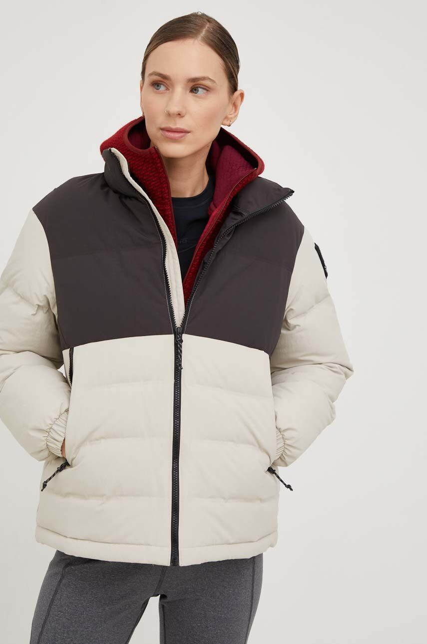 Jack Wolfskin Péřová bunda dámská béžová barva zimní - Pepit.cz