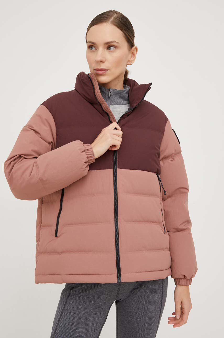 Jack Wolfskin Péřová bunda dámská růžová barva zimní - Pepit.cz