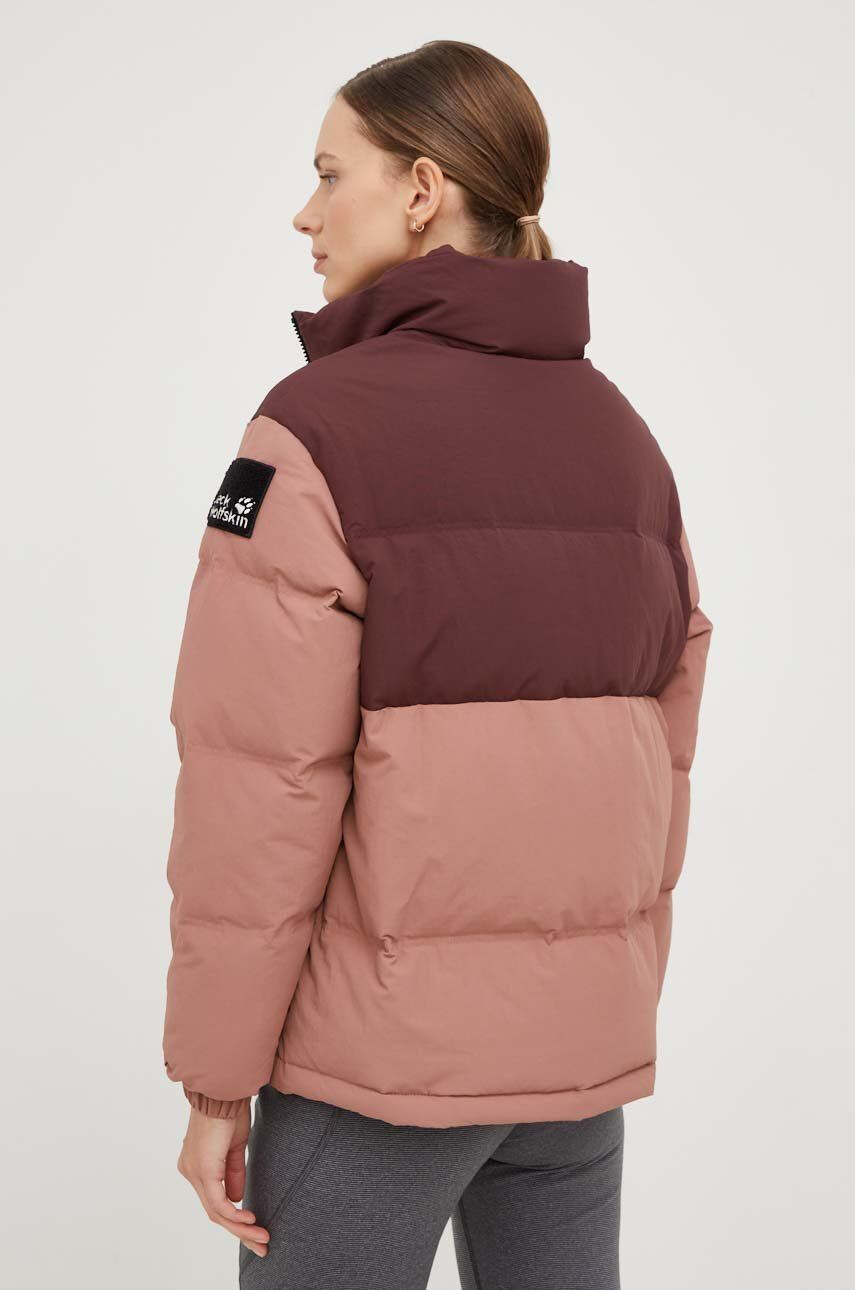 Jack Wolfskin Péřová bunda dámská růžová barva zimní - Pepit.cz