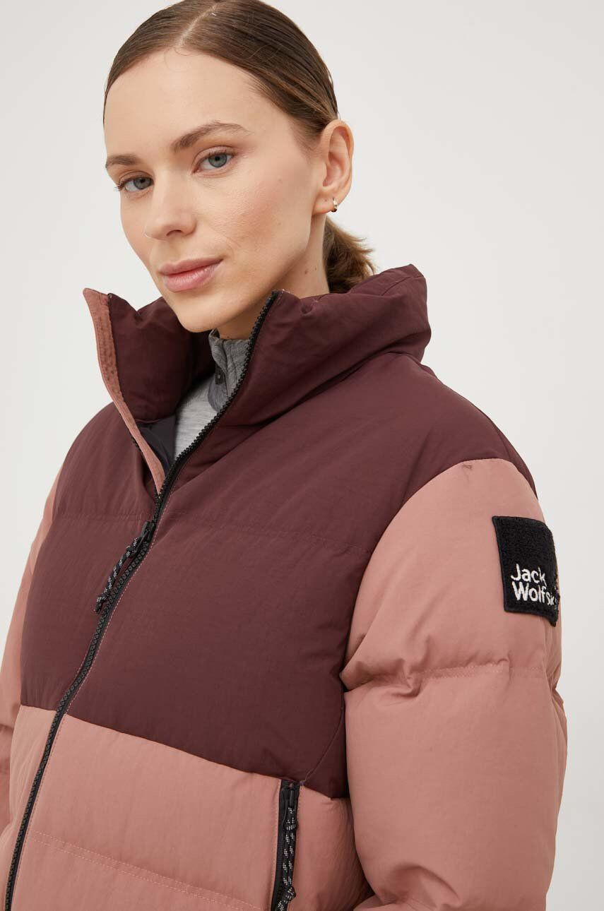 Jack Wolfskin Péřová bunda dámská růžová barva zimní - Pepit.cz