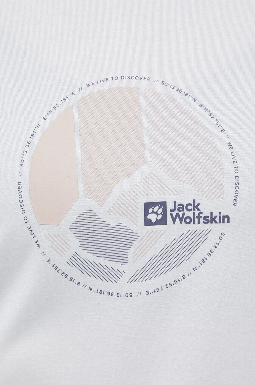 Jack Wolfskin Sportovní tričko Crosstrail Graphic bílá barva - Pepit.cz