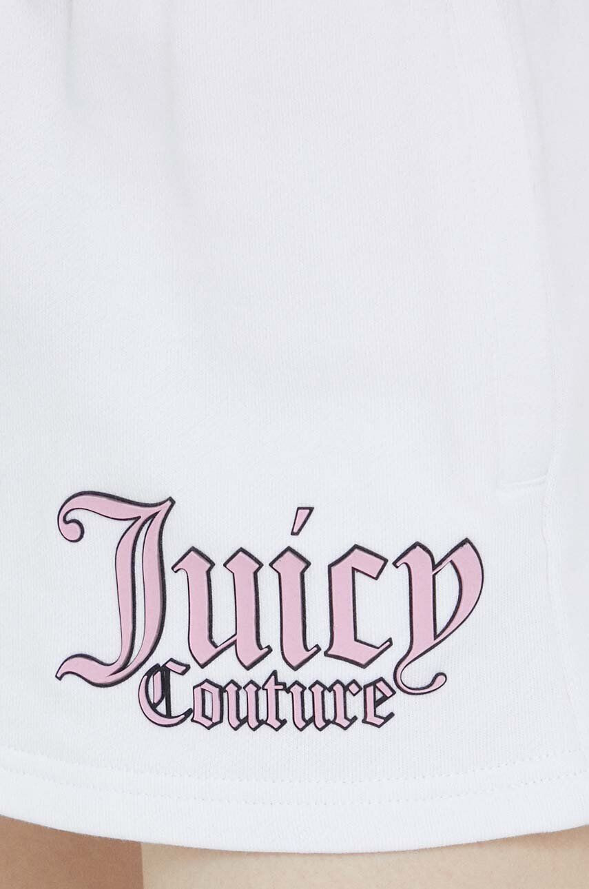 Juicy Couture Kraťasy dámské bílá barva s potiskem high waist - Pepit.cz