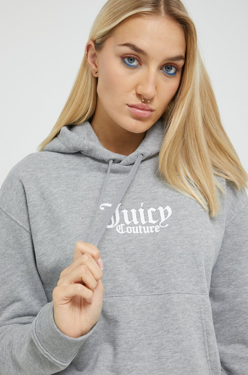 Juicy Couture Mikina dámská šedá barva s kapucí melanžová - Pepit.cz