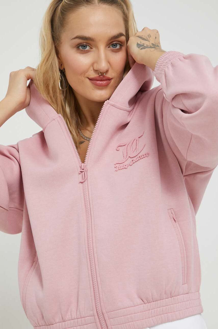 Juicy Couture Mikina dámská růžová barva s kapucí hladká - Pepit.cz