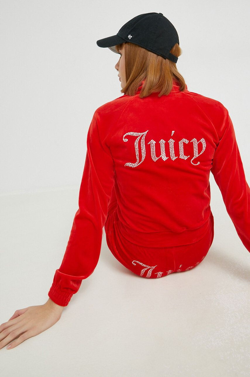 Juicy Couture Mikina dámská červená barva s aplikací - Pepit.cz