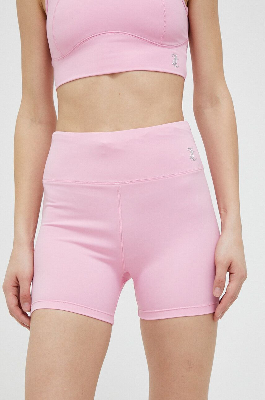 Juicy Couture Tréninkové šortky Liza růžová barva hladké high waist - Pepit.cz