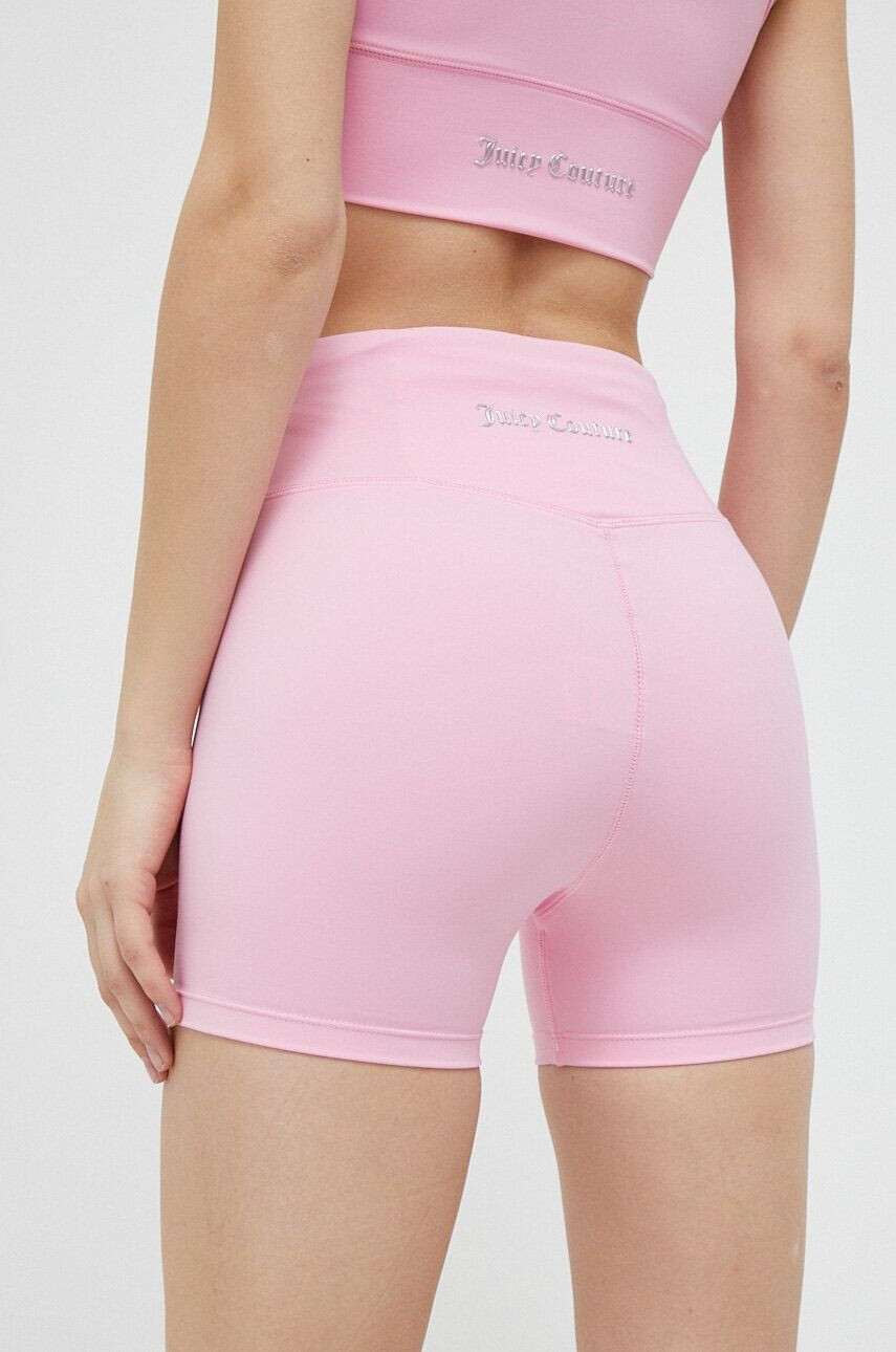 Juicy Couture Tréninkové šortky Liza růžová barva hladké high waist - Pepit.cz