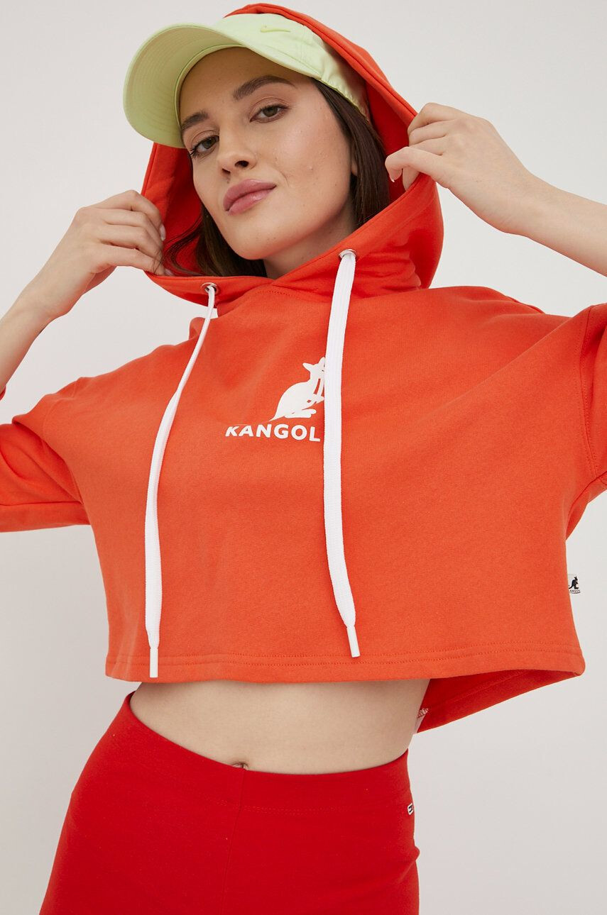 Kangol Bavlněná mikina dámská oranžová barva s potiskem KLEW008-119 - Pepit.cz