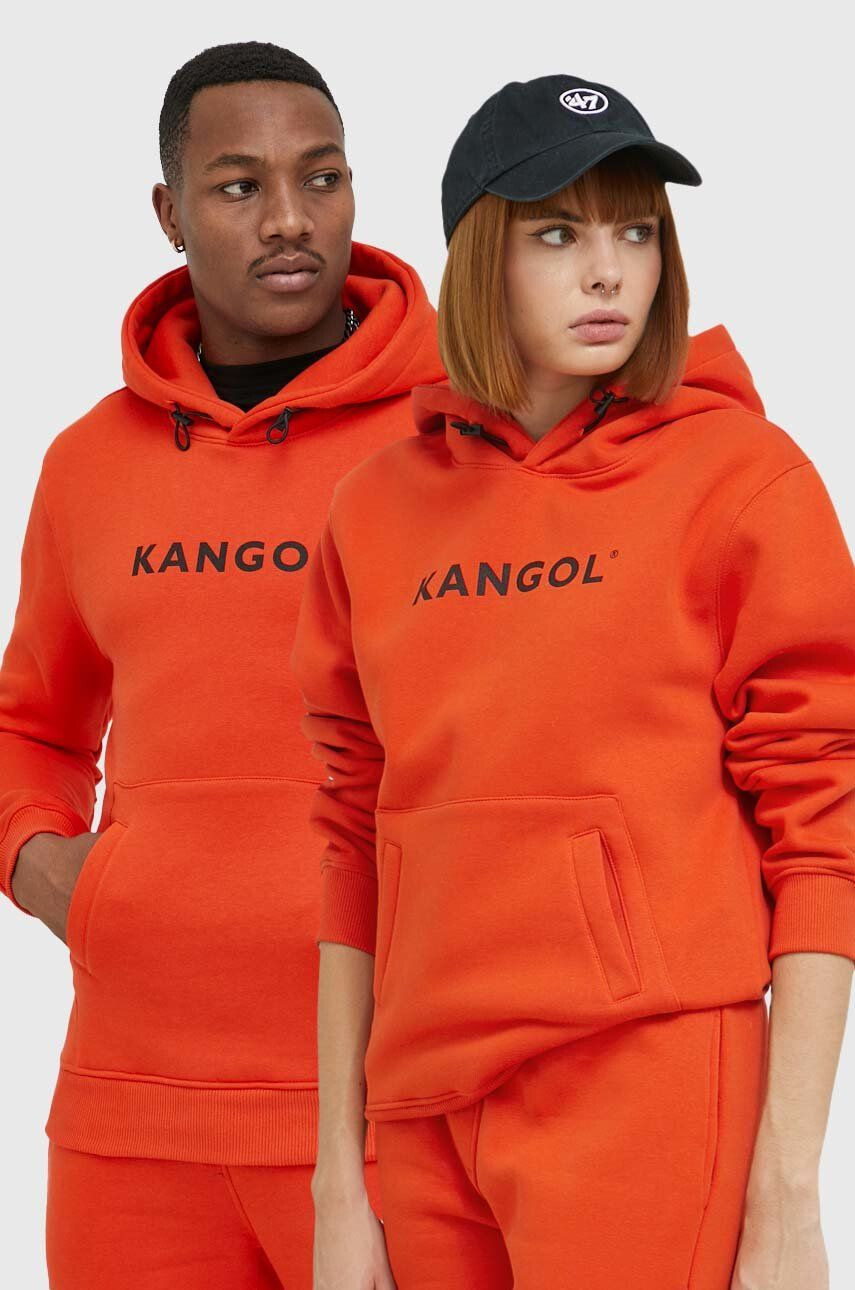 Kangol Mikina unisex oranžová barva s kapucí s potiskem - Pepit.cz