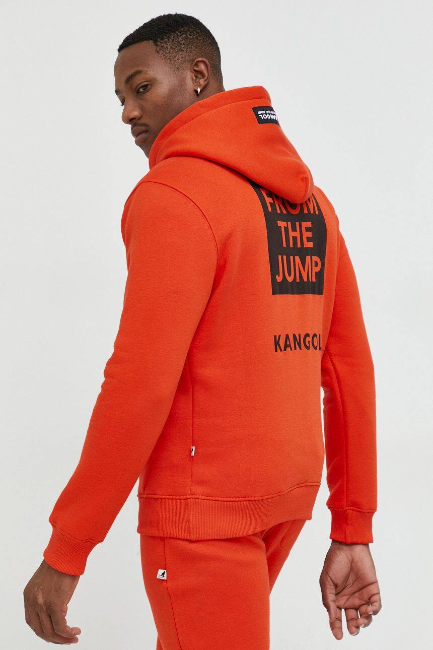 Kangol Mikina unisex oranžová barva s kapucí s potiskem - Pepit.cz