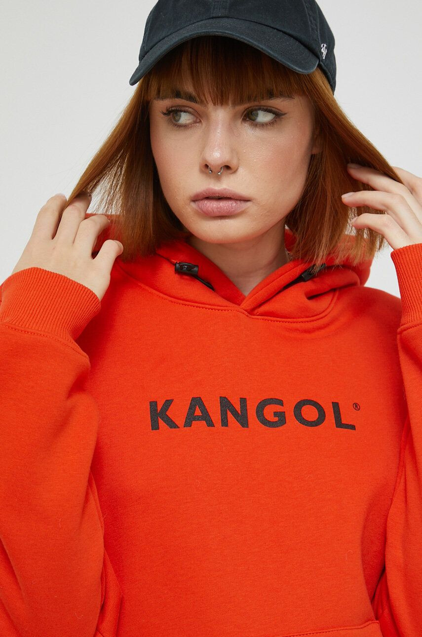 Kangol Mikina unisex oranžová barva s kapucí s potiskem - Pepit.cz