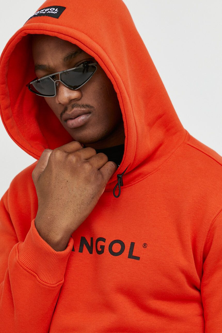 Kangol Mikina unisex oranžová barva s kapucí s potiskem - Pepit.cz