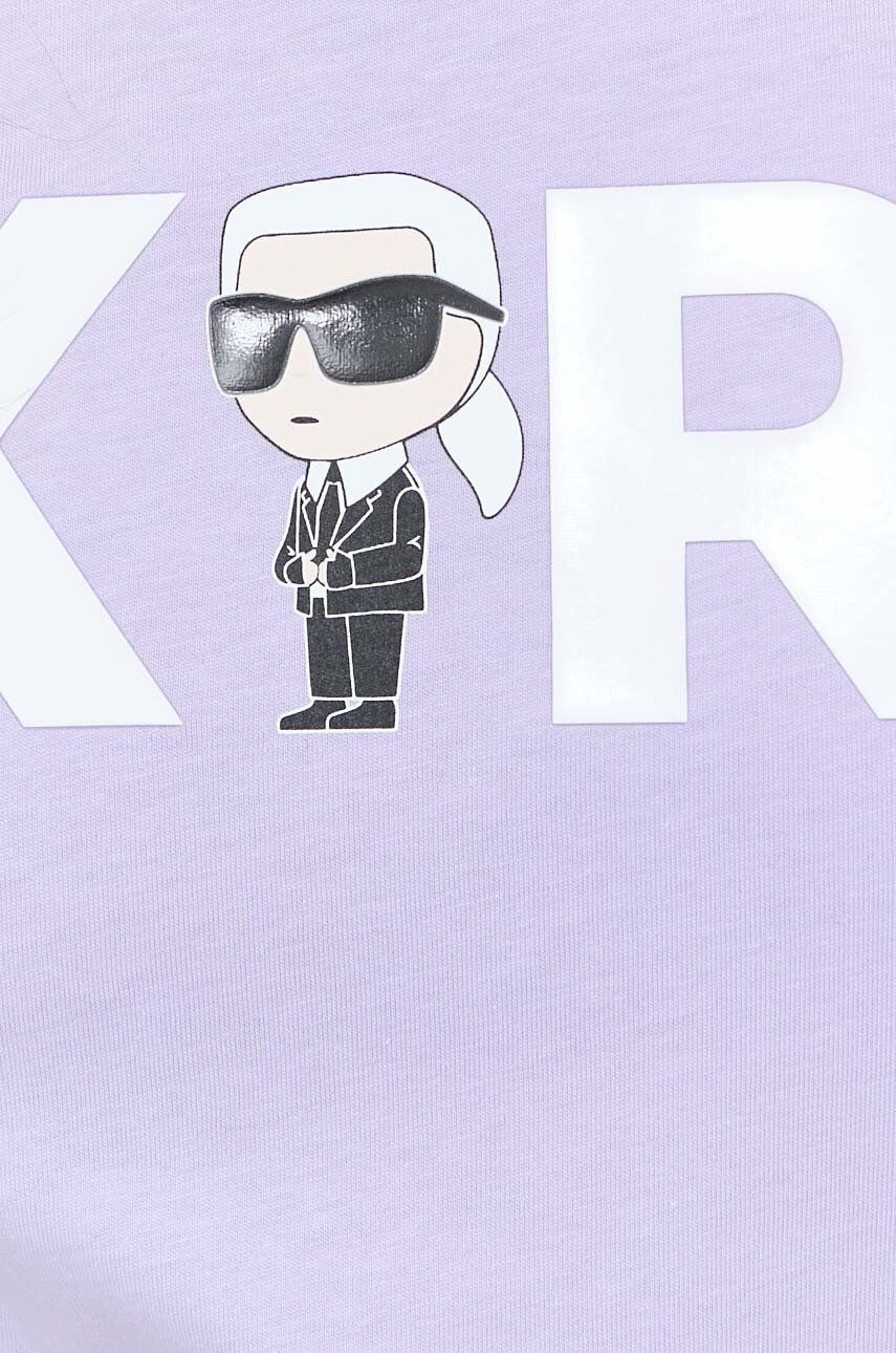 Karl Lagerfeld Bavlněné tričko fialová barva - Pepit.cz