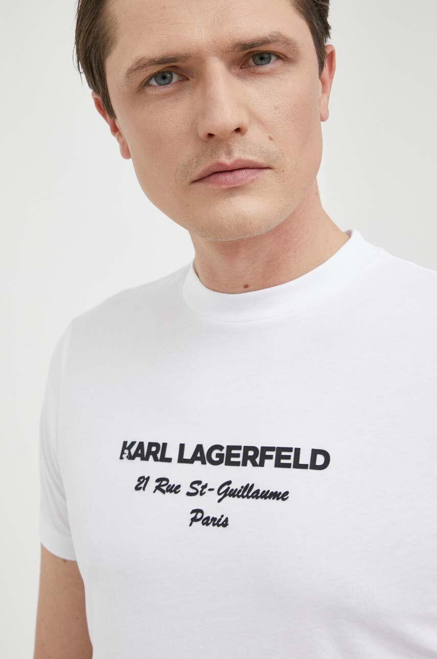 Karl Lagerfeld Bavlněné tričko bílá barva s potiskem - Pepit.cz