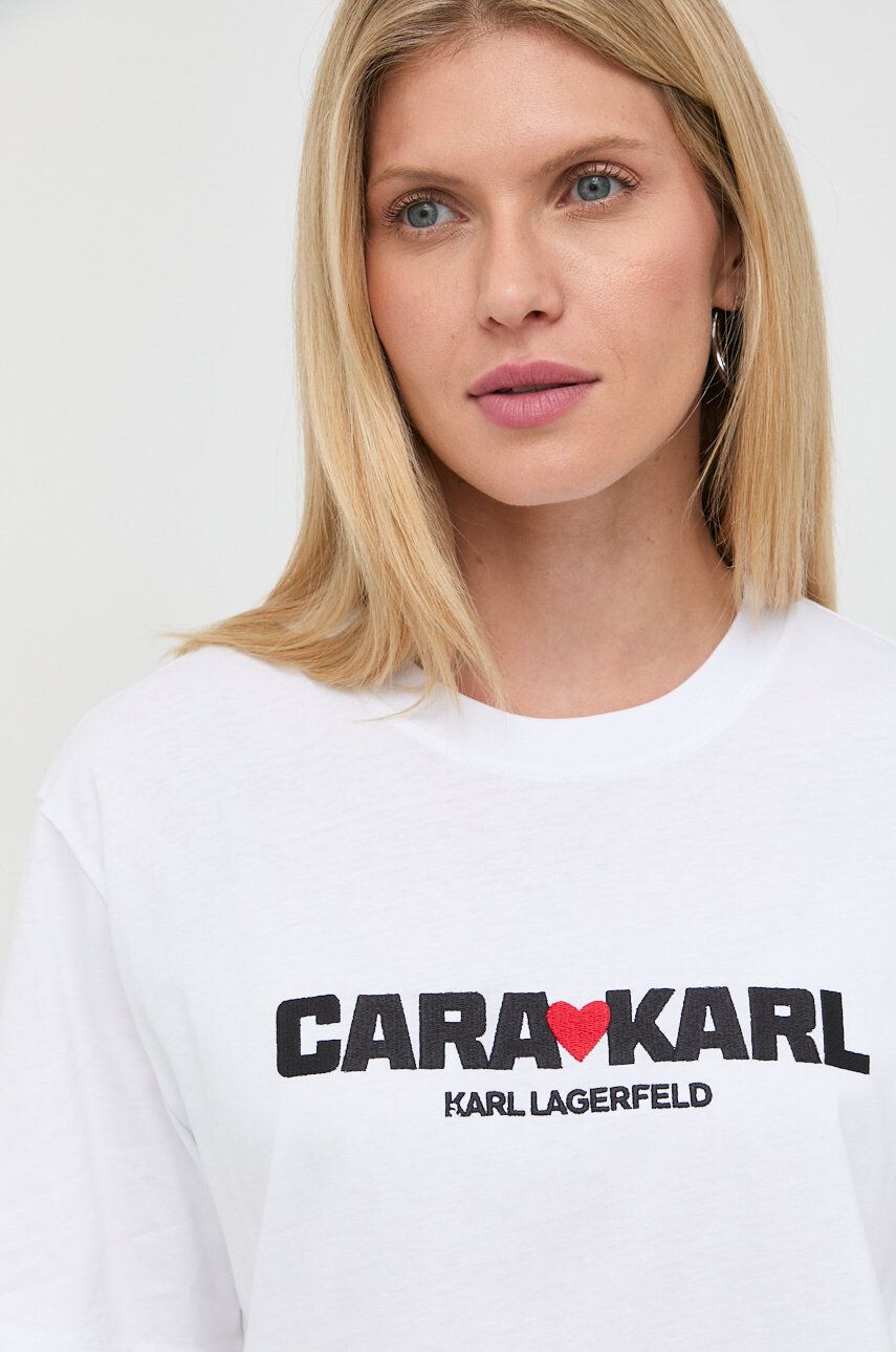 Karl Lagerfeld Bavlněné tričko X Cara Delevingne černá barva - Pepit.cz