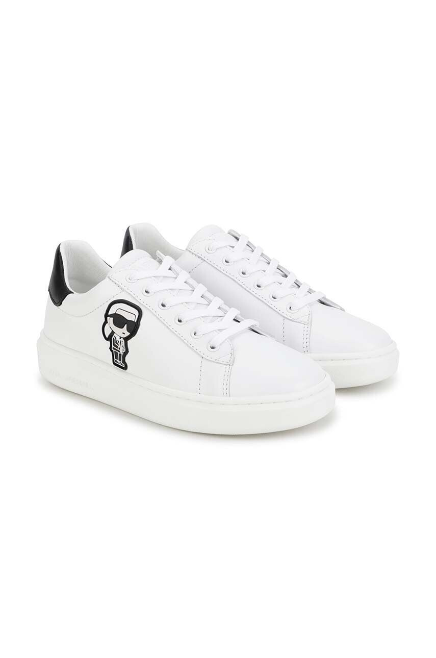 Karl Lagerfeld Dětské kožené sneakers boty bílá barva - Pepit.cz