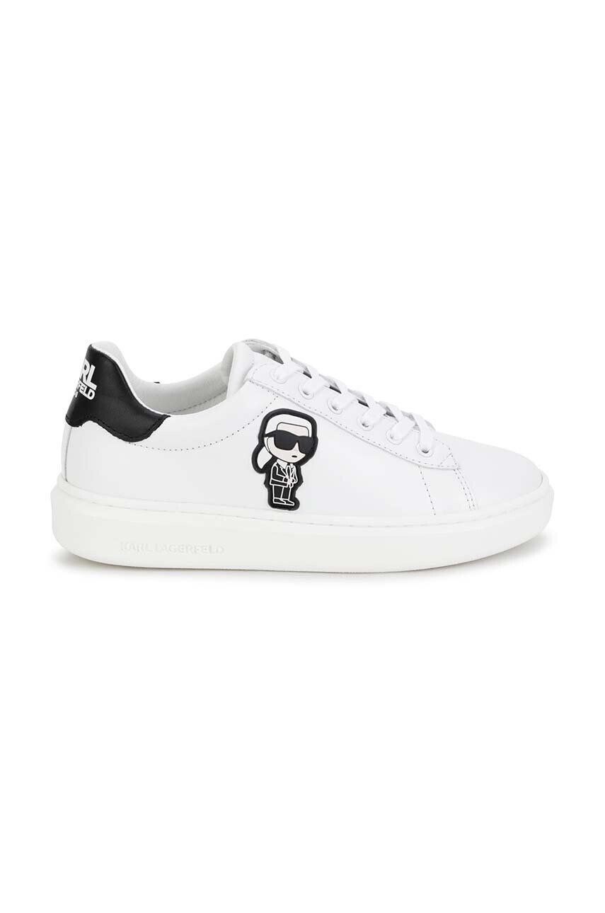 Karl Lagerfeld Dětské kožené sneakers boty bílá barva - Pepit.cz