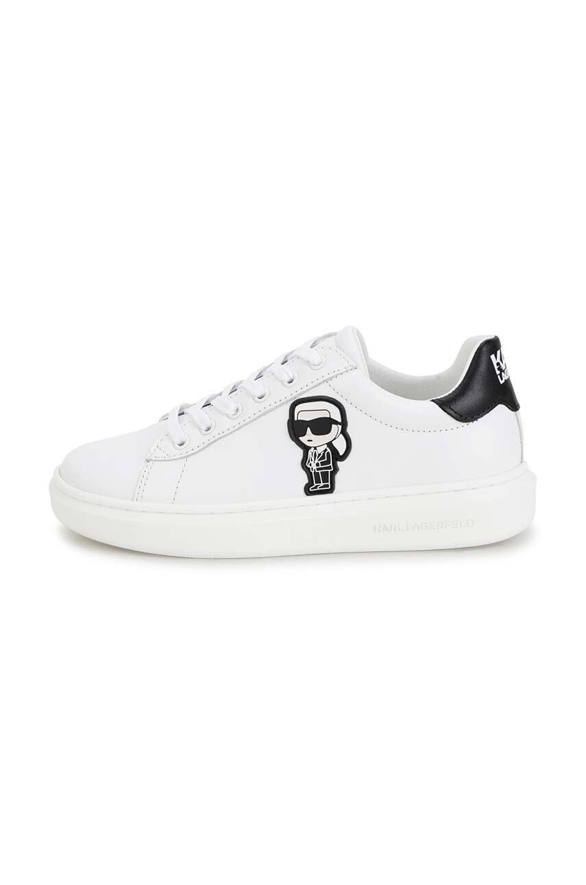 Karl Lagerfeld Dětské kožené sneakers boty bílá barva - Pepit.cz