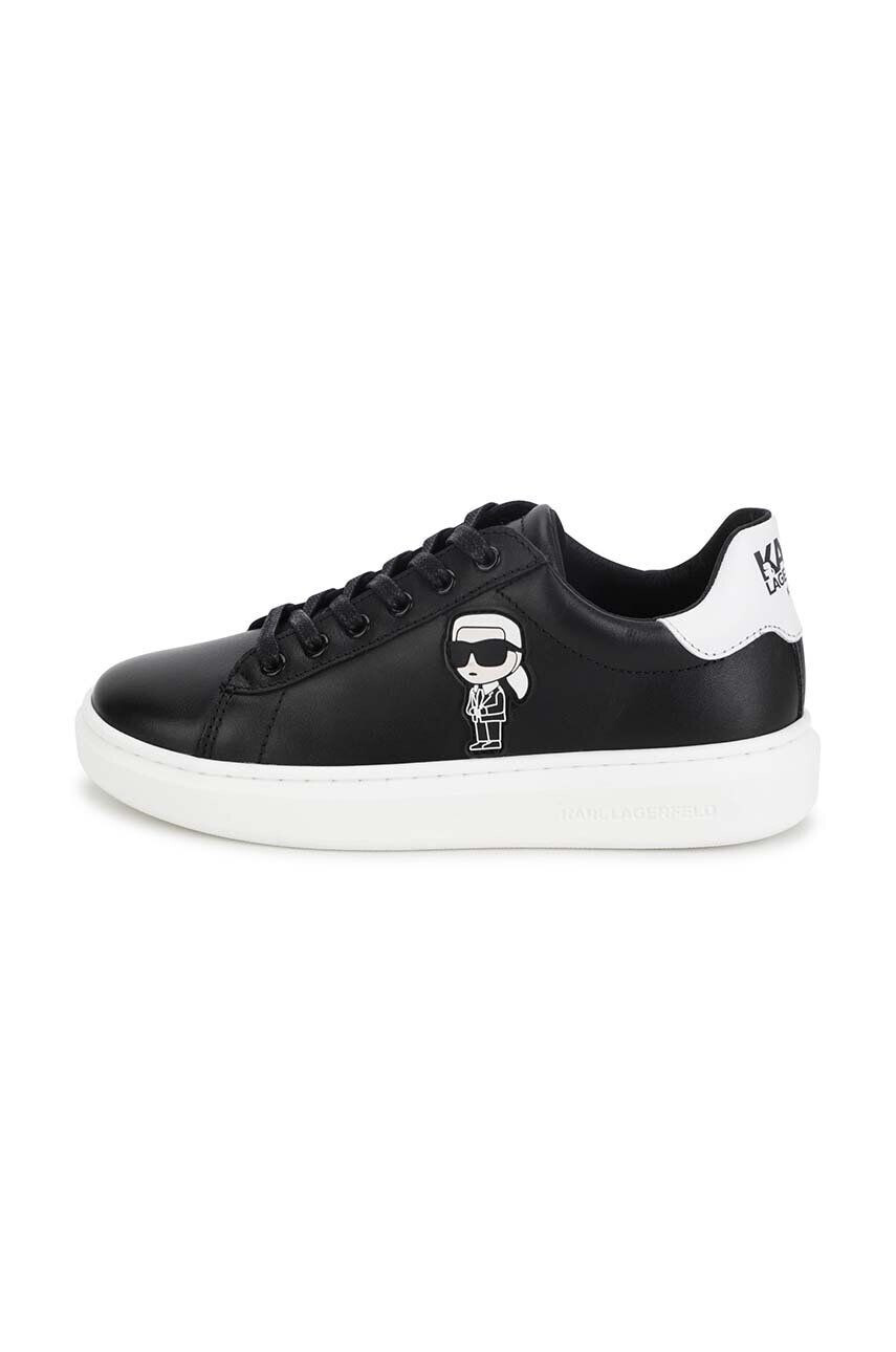 Karl Lagerfeld Dětské kožené sneakers boty černá barva - Pepit.cz