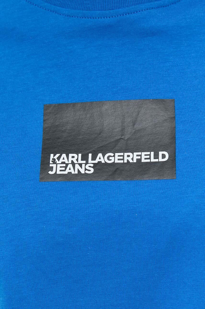 Karl Lagerfeld Jeans Bavlněné tričko tyrkysová barva - Pepit.cz