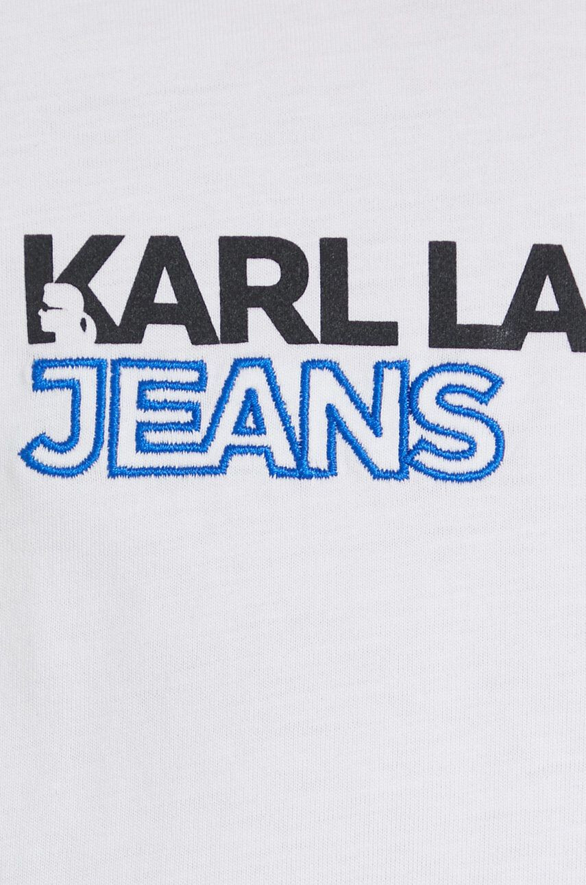 Karl Lagerfeld Jeans Bavlněné tričko s dlouhým rukávem bílá barva - Pepit.cz